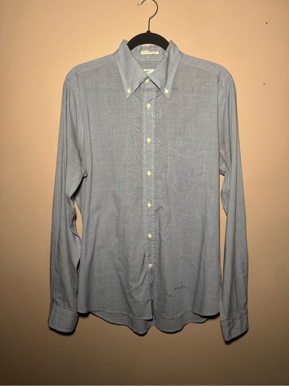 Vintage GANT Rugger Mens Blue White Check Poplin Button Down Dress Shirt M